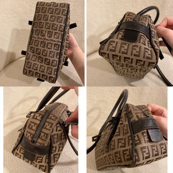 Fendi Zucchino Bauletto Shoulder Bag in Brown and Tan - Picture 9 of 13